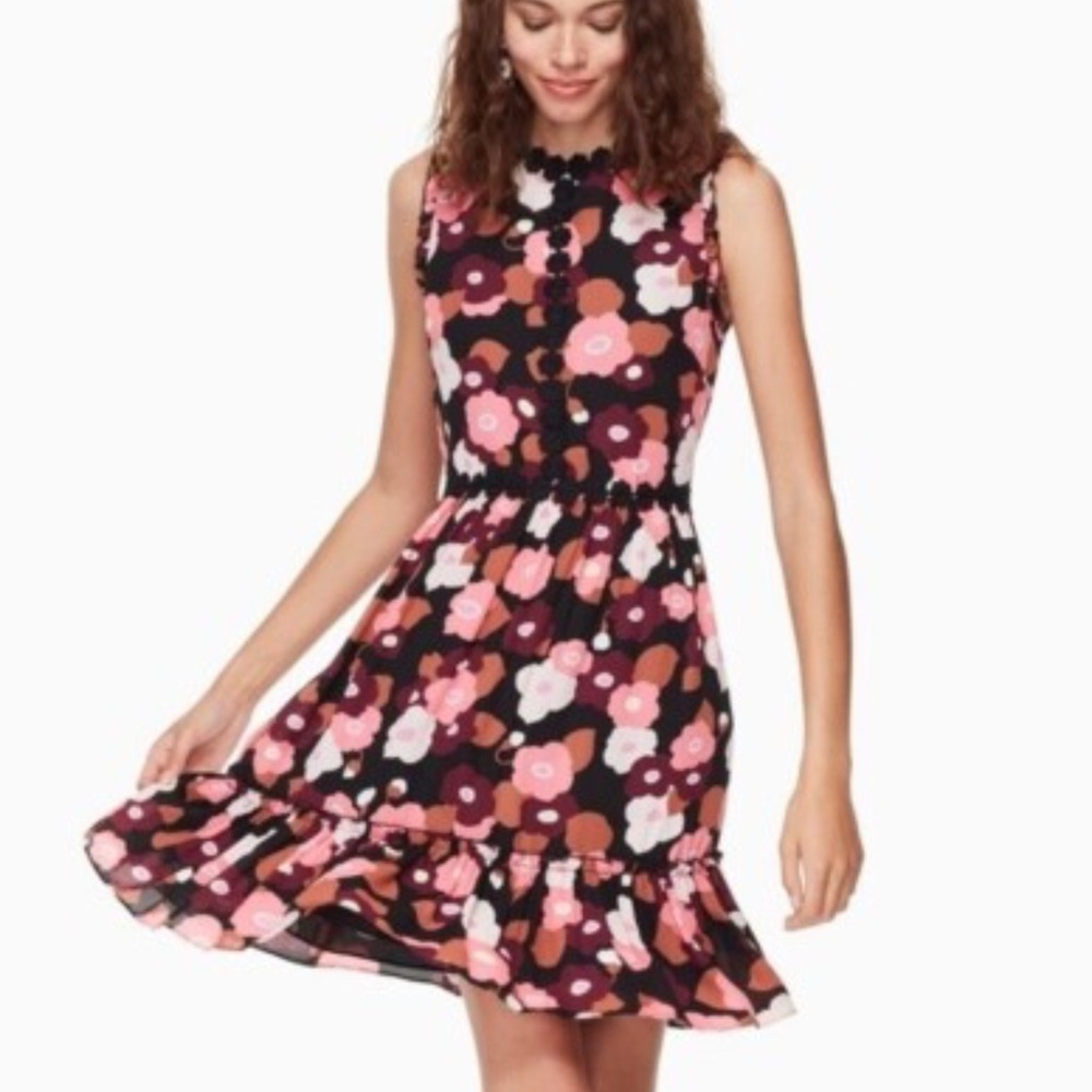 Kate‎ Spade New York Floral Sleeveless Ruffle Hem Dress